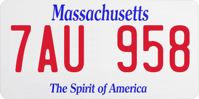 MA license plate 7AU958