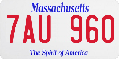 MA license plate 7AU960