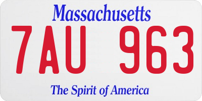 MA license plate 7AU963