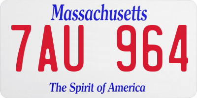 MA license plate 7AU964