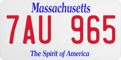 MA license plate 7AU965