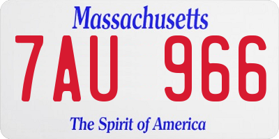 MA license plate 7AU966
