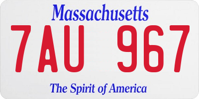 MA license plate 7AU967