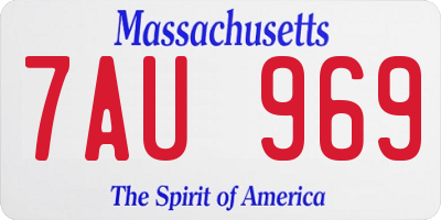 MA license plate 7AU969