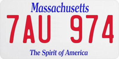 MA license plate 7AU974