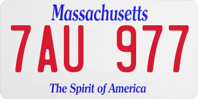 MA license plate 7AU977