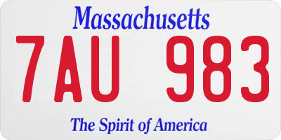 MA license plate 7AU983