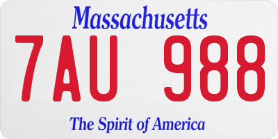 MA license plate 7AU988