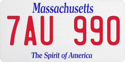 MA license plate 7AU990