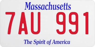 MA license plate 7AU991