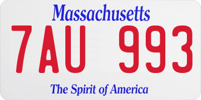 MA license plate 7AU993