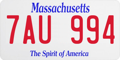 MA license plate 7AU994