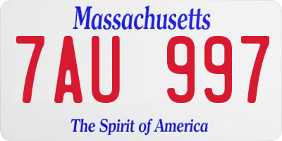 MA license plate 7AU997