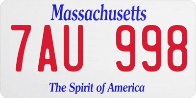 MA license plate 7AU998