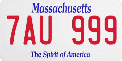 MA license plate 7AU999