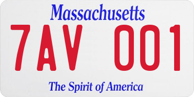 MA license plate 7AV001