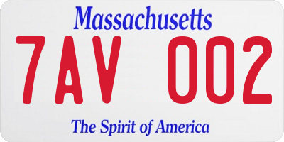 MA license plate 7AV002