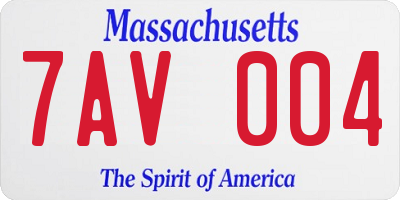 MA license plate 7AV004