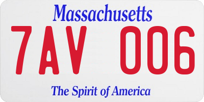 MA license plate 7AV006