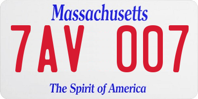 MA license plate 7AV007