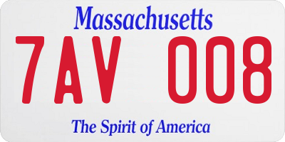 MA license plate 7AV008