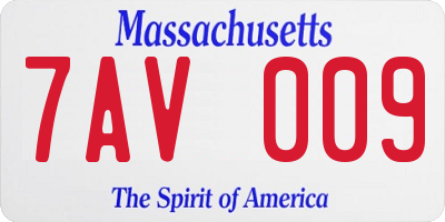 MA license plate 7AV009