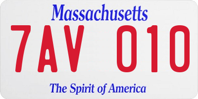 MA license plate 7AV010