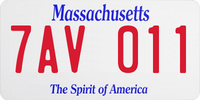 MA license plate 7AV011
