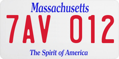 MA license plate 7AV012