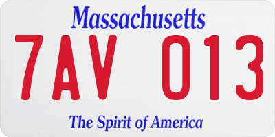 MA license plate 7AV013
