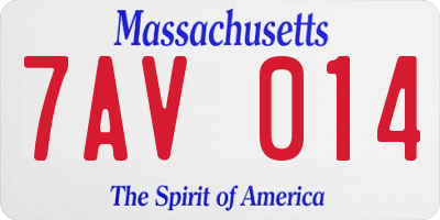 MA license plate 7AV014