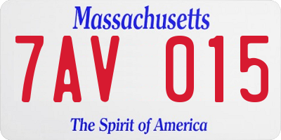 MA license plate 7AV015
