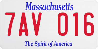 MA license plate 7AV016