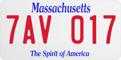 MA license plate 7AV017
