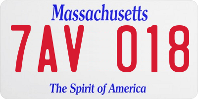 MA license plate 7AV018