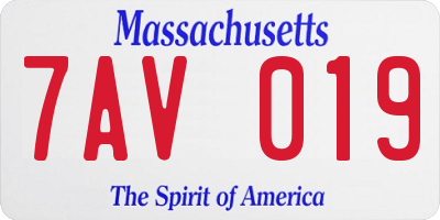MA license plate 7AV019