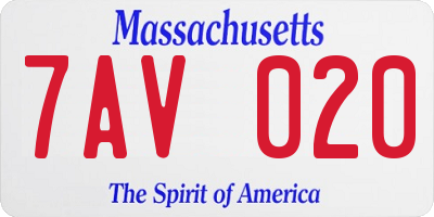 MA license plate 7AV020