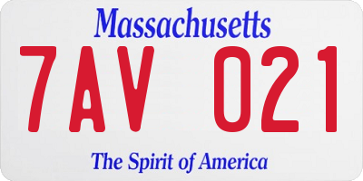 MA license plate 7AV021