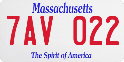MA license plate 7AV022