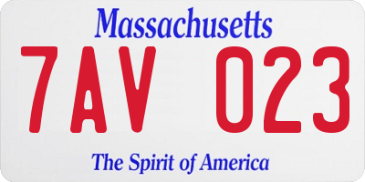 MA license plate 7AV023