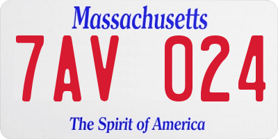 MA license plate 7AV024