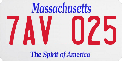 MA license plate 7AV025