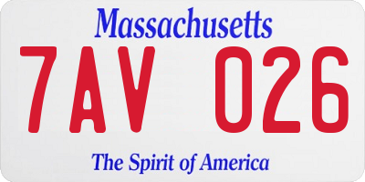 MA license plate 7AV026