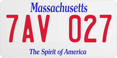 MA license plate 7AV027