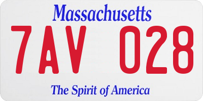 MA license plate 7AV028