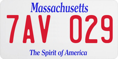 MA license plate 7AV029