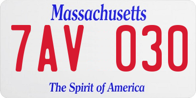 MA license plate 7AV030