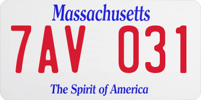 MA license plate 7AV031