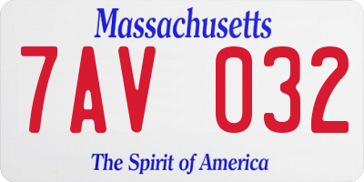 MA license plate 7AV032