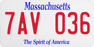 MA license plate 7AV036